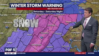 Winter Storm Watches Warnings for Maryland amp Virginia ahead of weekend snow [upl. by Errecart]