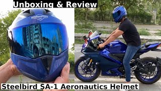 Steelbird SA1 Aeronautics Helmet Unboxing amp Review  Best Helmet for R15 [upl. by Dorsy]