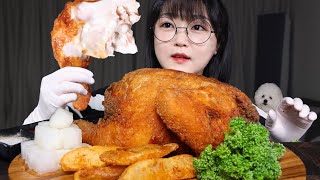 시장통닭st 겉바속촉 통닭 먹방🍗CRISPY FRIED WHOLE CHICKEN MUKBANG ASMR [upl. by Nolita]