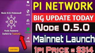 Big News 💥 Pi Network Node 050 New Update ll Pi Mainnet Launch news 😱 1pi  314 🤑🎉 pinetwork pi [upl. by Razec]