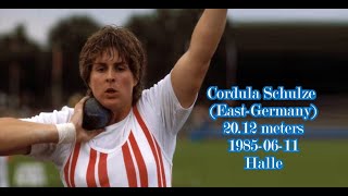 Cordula Schulze EastGermany shot put 2012 meters 19850611 Halle [upl. by Ettena]