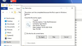 Fix The action cant be completed because the file is open in windows explorer windows 10 [upl. by Jelene]