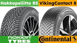 Nokian Hakkapeliitta R5 vs Continental VikingContact 8 [upl. by Enirok]