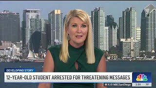 Chula Vista Middle School student arrested in connection with threatening messages CVPD  NBC 7 [upl. by Inasah]