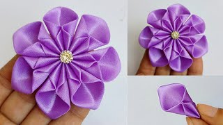 Easy Satin Ribbon Flower Tutorial  Ribbon Flower Making  Handmade Diy Ribbon Craft [upl. by Barri390]