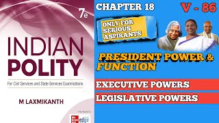 V86 Indian Polity By M Laxmikanth  President Power amp Functions [upl. by Lalad]