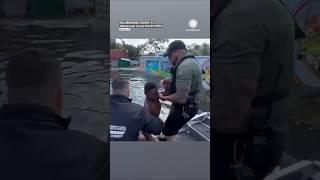 Police Rescue Child in Florida Floodwaters After Hurricane Milton [upl. by Fiester180]