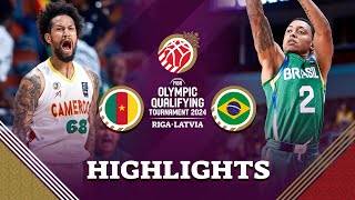 Cameroon 🇨🇲 beat Brazil 🇧🇷 in a thriller both qualify for semis  Highlights  FIBA OQT 2024 Latvia [upl. by Yatnuahc]