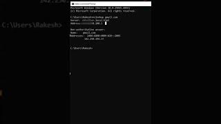 Nslookup CMD command in windows shorts [upl. by Adnawahs794]