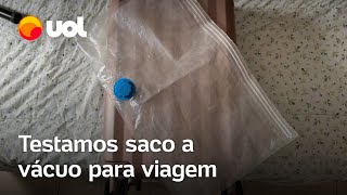 Falta espaço na mala Este saco a vácuo diminui volume de roupa pela metade [upl. by Arratahs]