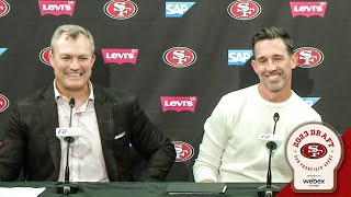 John Lynch Kyle Shanahan Recap Day 2 of the 2023 NFL Draft  49ers [upl. by Mylander269]