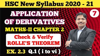 Application of Derivatives Ex23 Part 7 ROLLES THEOREM  12th New Syllabus Maharashtra Dinesh Sir [upl. by Oilla]