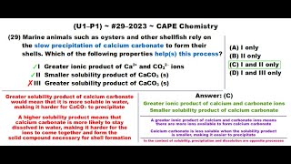 Shell Formation Calcium Carbonate Precipitation  202329U1P1 CAPE Chemistry [upl. by Enimaj]