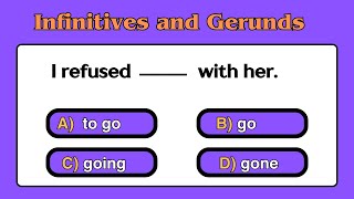 English grammar Quiz  Gerunds and Infinitives quiz quiz grammarquiz grammarquestion grammar [upl. by Yojal]