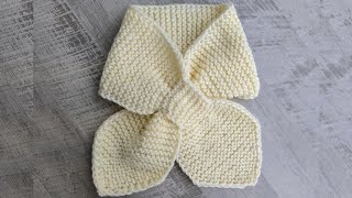 Easy Keyhole PullThrough Knit Scarf for Beginners [upl. by Aneleh368]