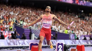 Canada wins Men’s 4x100m Relay Gold at Paris Olympics  Canada 4x100 Relay won by Andre de Grasse [upl. by Anilac]