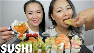 SUSHI Mukbang With SAS ASMR  NE Lets Eat [upl. by Ydoow]