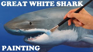 Shark painting  painting a great white shark in oils photorealistic  tutorial [upl. by Kondon]