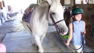 First Horseback Riding Lesson at a New Stable  Crazy8Family [upl. by Daley]