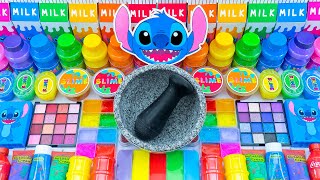 Satisfying Video How To Make Stitch Slime Mixing Glitter Eyeshadow Makeup Cosmetics Poco ASMR [upl. by Dawson]