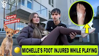 MARCUS GIRLFRIEND MICHELLE SHOCKINGLY LOSES FOOT WHILE PLAYING WITH HER DOG youtubestar7779 [upl. by Atinaw467]