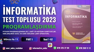 ProqramlaşdırmaPythonDəyişənlərinputprint Şərt operatoru Mövzu11 Part1 152DİM test toplusu [upl. by Soilisav]