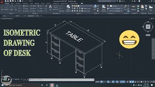 How to draw isometric drawing in AutoCAD  How to draw isometric table [upl. by Karab]