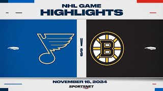 NHL Highlights  Blues vs Bruins  November 16 2024 [upl. by Reinhold]