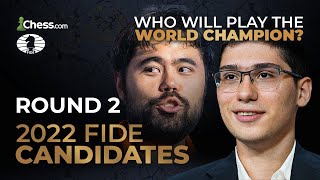 2022 FIDE Candidates  Magnus’ Challengers Clash Fabiano v Nepo  Round 2 [upl. by Jerz]