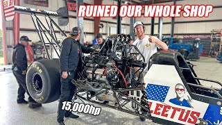 We Tried To Dyno a TOP FUEL Dragster In Our Shop It Was LOUD [upl. by Annaul]