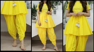 DIY dhoti salwar tutorial  dhoti pant  dhoti salwar cutting and stitching [upl. by Llennahc888]