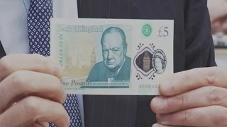 Bank of England unveils untearable plastic £5 note [upl. by Eceertal]