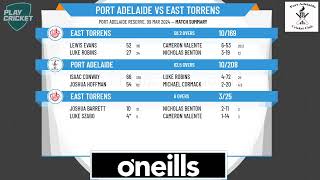 SACA Premier Cricket  West End Mens 1st Grade Div One  Rd10  Port Adelaide v East Torrens  Day 2 [upl. by Anna-Diana610]