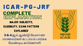 ICAR PG JRF EXAM EXPLAINEDJRFSRFJRF EXAM QUESTION PATTER ELIGIBILITY MAJOR SUBJECTS EXPLAINED [upl. by Berger901]