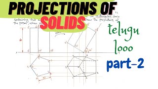 Projections of SOLIDS  PART  2  PENTAGONAL PRISM  Stage II  Diploma  Mech  Civil  telugu loo [upl. by Aramoy]