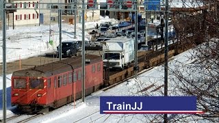 Realp  Oberwald Autoverlad im winterschnee  Matterhorn Gottthard Bahn MGB [upl. by Macdonell]