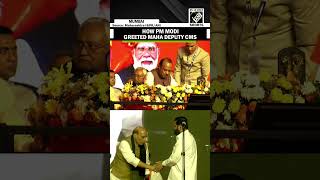 With laughter and claps PM Modi greets Dy CMs Eknath Shinde Ajit Pawar after oath ceremony [upl. by Nerok]