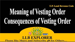 🎯Features of UPZ Act 2006  Meaning amp Consequences of Vesting Order  UP Land Revenue Act [upl. by Joella356]