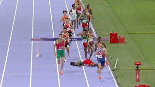 Lamecha Girma fall at mens 3000m Steeplechase race at Olympics Paris 2024 Girma fall Olympics [upl. by Angil107]