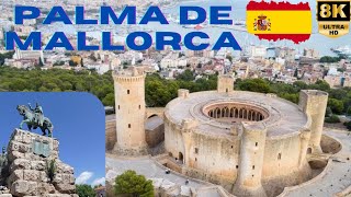 【8K】Palma de Mallorca Walking Tour  Bus 23 to Centre  Plaça dEspanya  Castell de Bellver [upl. by Rochkind]