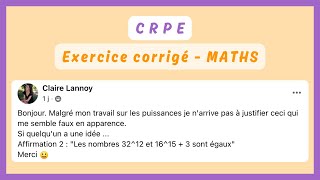 Exercice corrigé  PUISSANCES — MATHS CRPE [upl. by Call]