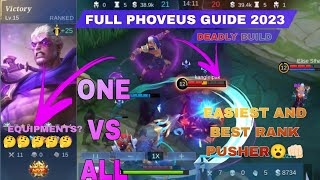 Detailed PHOVEUS Guide 2023  Emblem Equipment Skills Tips Everything Explained  Best Rank Pusher🔥 [upl. by Namielus]