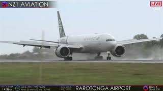 NZ B777300ER Arrival amp Departure  RAR  Cook Islands [upl. by Cahan]