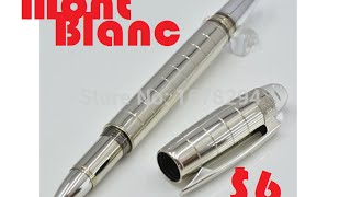 Aliexpress Mont Blanc silver pen grid style rollerball [upl. by Atteuqehs364]