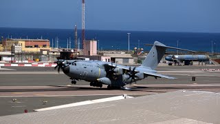 Gibraltar Airport LXGB RAF A400M ZM403 Heavy Landing 040924 [upl. by Alli]