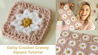 Daisy Granny Square Crochet Tutorial [upl. by Nyllewell47]