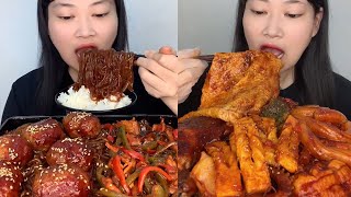 ASMR EP1151 Mukbang 🔥 Fried food Noodles Delicious Pork eating show Eating Sound [upl. by Josh]