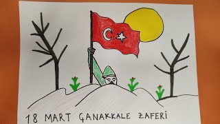 18 Mart Çanakkale Zaferi Resmi çizimi18 march çanakkale victory pictureyoutubeshortskolayçizimler [upl. by Yursa]