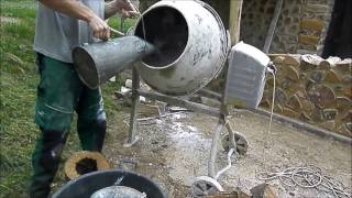 Mixing mortar for cordwood construction [upl. by Ais518]