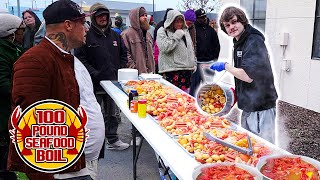 Making A 100 Pound Seafood Boil For The Homeless [upl. by Ahsienat]